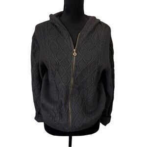 NWT Marc New York Andrew Marc Cable Knit Zip Hoodie – Charcoal Heather – Size S
